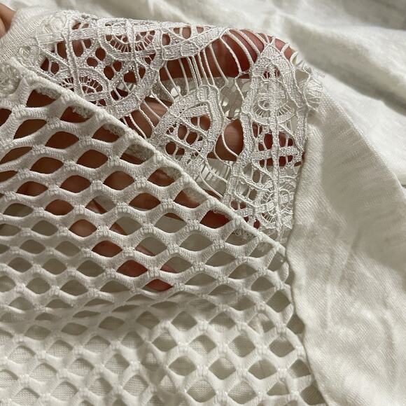 Sandro Paris Linen Lace Mesh Top Size S Ivory Whimsigoth Punk - Picture 4 of 8